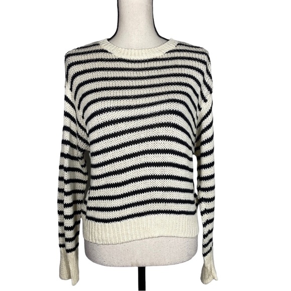 Ralph Lauren Sweaters - Denim & Supply Ralph Lauren Ivory Black Stripes Long Sleeve Knit Sweater M